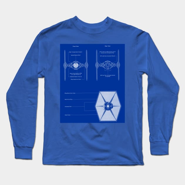 Bad Guy's Fighter Blueprint Pew Pew! Long Sleeve T-Shirt by Starbase79